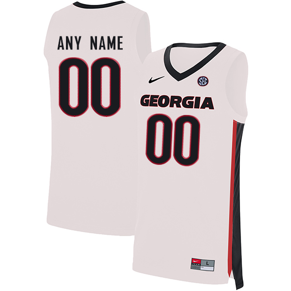 Men's Custom Georgia Bulldogs College Basketball Game Jersey Nike White Black S-3XL