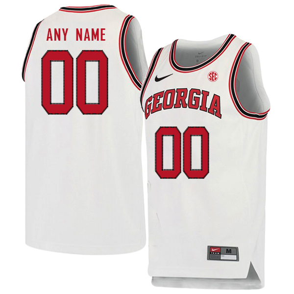 Men's Custom Georgia Bulldogs College Basketball Game Jersey Nike White Red S-3XL