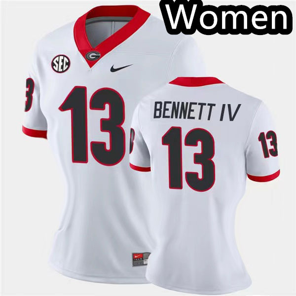 Womens #13 Stetson Bennett Georgia Bulldogs Stitched Nike White College Football Game Jersey S-2XL