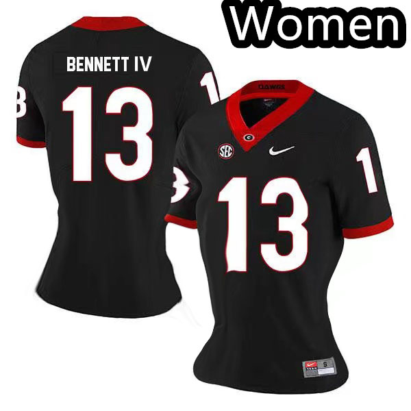 Womens #13 Stetson Bennett Georgia Bulldogs Stitched Nike Black College Football Game Jersey S-2XL