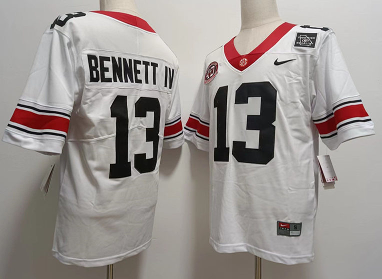 Mens #13 Azeez Ojulari Georgia Bulldogs Stitched Nike White Alternate 40th anniversary College Football Game Jersey S-3XL