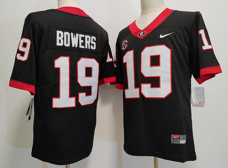 Mens #19 Brock Bowers Georgia Bulldogs Stitched Nike Black College Football Game Jersey S-3XL