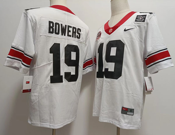 Mens #19 Brock Bowers Georgia Bulldogs Stitched Nike White Alternate 40th anniversary College Football Game Jersey S-3XL