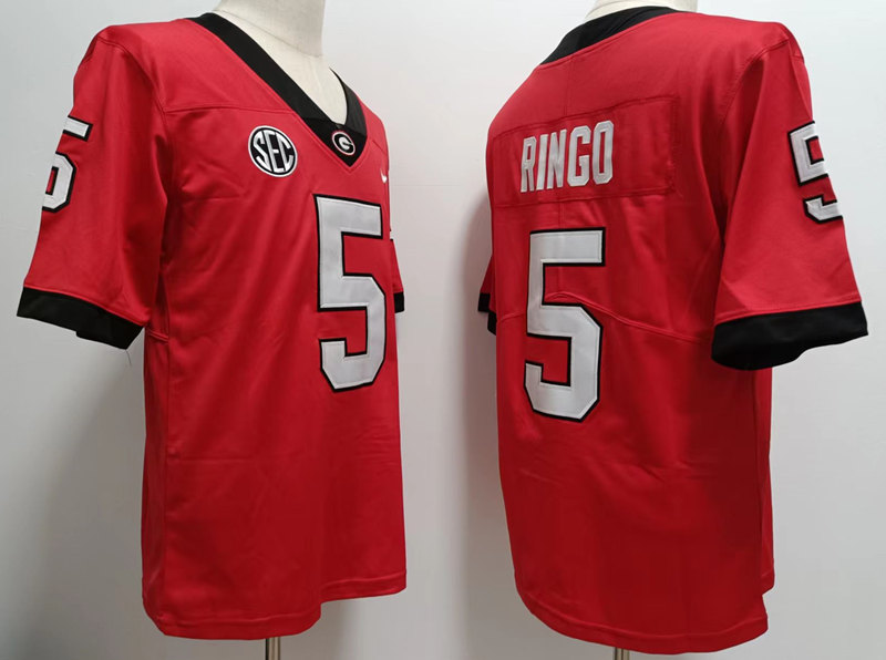 Mens #5 Kelee Ringo Georgia Bulldogs Stitched Nike Team Color Red College Football Game Jersey S-3XL