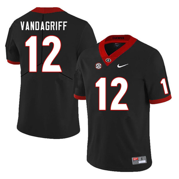 Mens #12 Brock Vandagriff Georgia Bulldogs Stitched Nike Black College Football Game Jersey S-3XL