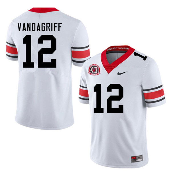 Mens #12 Brock Vandagriff Georgia Bulldogs Stitched Nike White Alternate 40th anniversary College Football Game Jersey S-3XL
