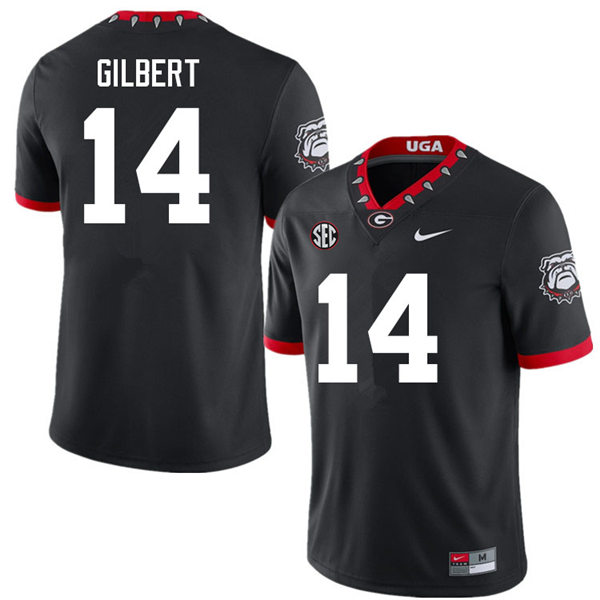 Mens #14 Arik Gilbert Georgia Bulldogs Stitched Nike Black Alternate Mascot 100th Anniversary College Football Game Jersey S-3XL