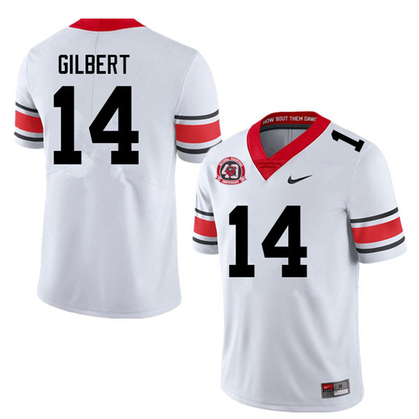 Mens #14 Arik Gilbert Georgia Bulldogs Stitched Nike White Alternate 40th anniversary College Football Game Jersey S-3XL