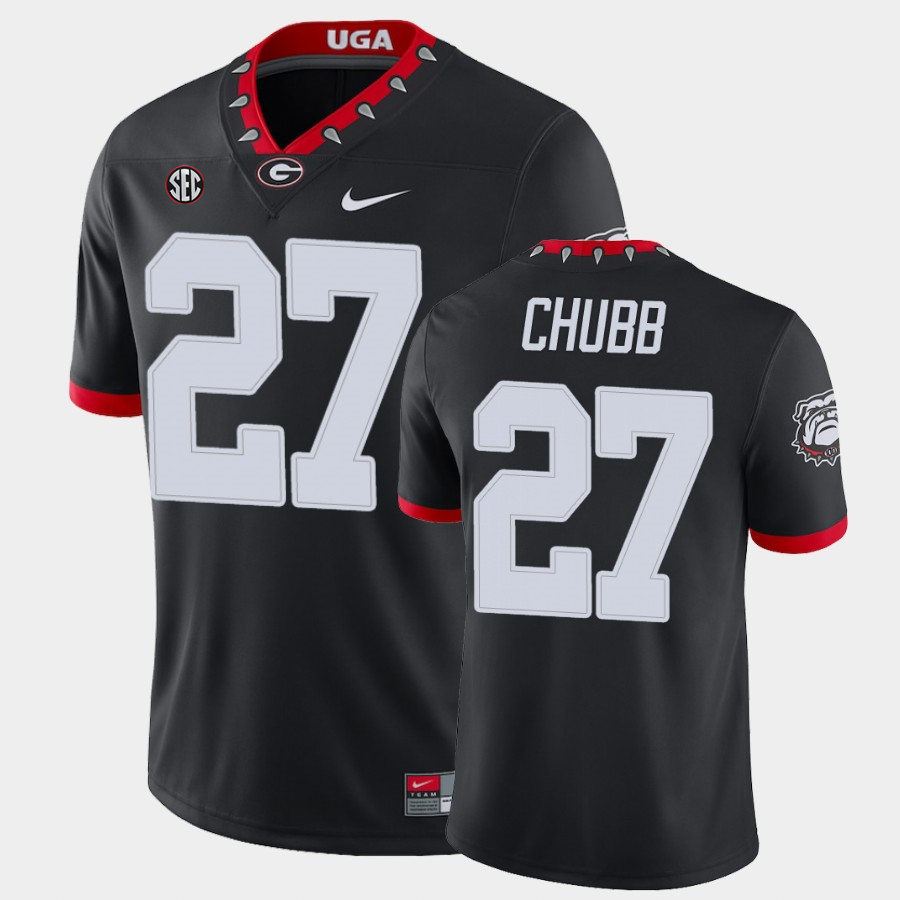Mens #27 Nick Chubb Georgia Bulldogs Stitched Nike Black Alternate Mascot 100th Anniversary College Football Game Jersey S-3XL