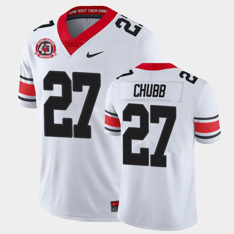 Mens #27 Nick Chubb Georgia Bulldogs Stitched Nike White Alternate 40th anniversary College Football Game Jersey S-3XL