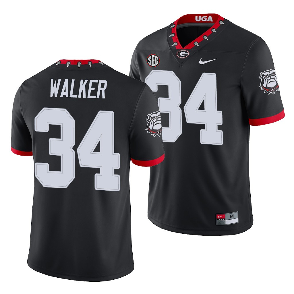 Mens #34 Herschel Walker Georgia Bulldogs Stitched Nike Black Alternate Mascot 100th Anniversary College Football Game Jersey S-3XL