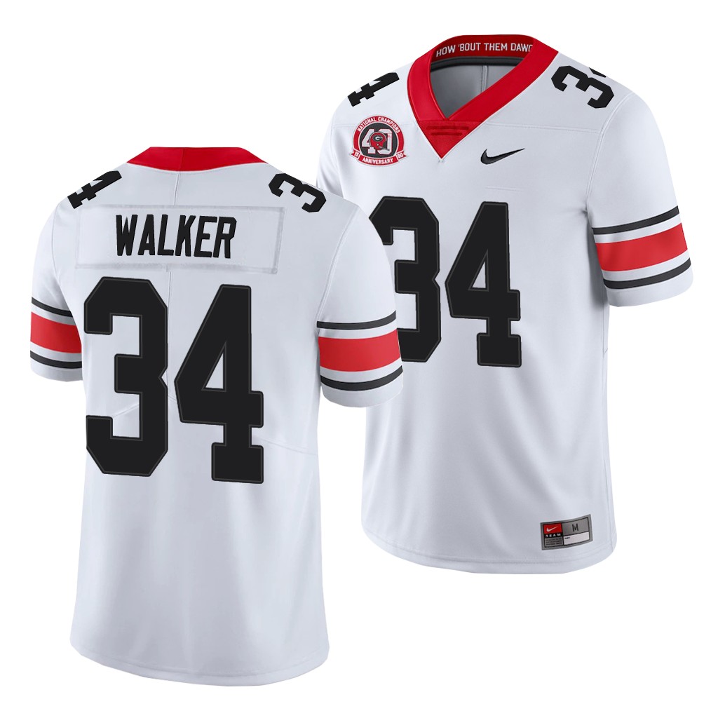 Mens #34 Herschel Walker Georgia Bulldogs Stitched Nike White Alternate 40th anniversary College Football Game Jersey S-3XL