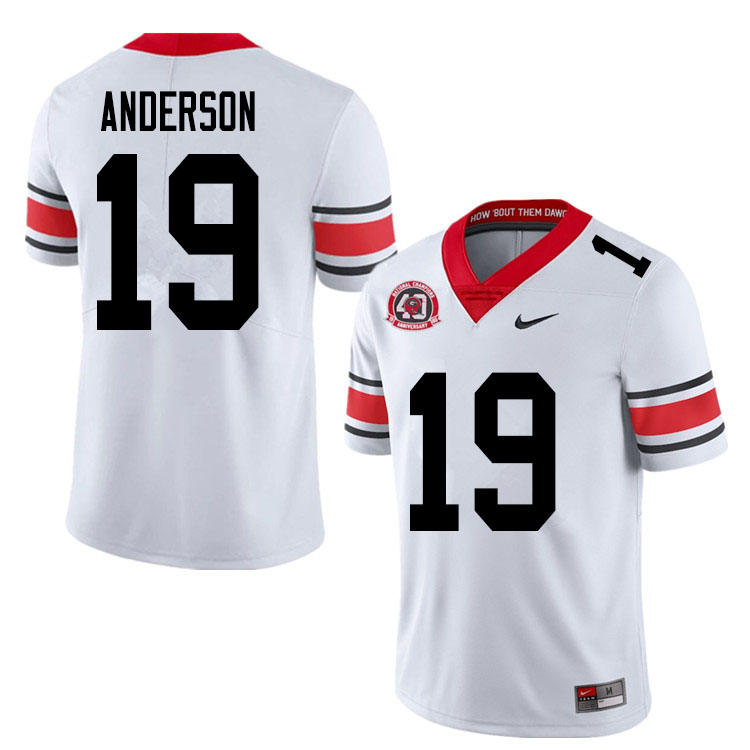 Mens #19 Adam Anderson Georgia Bulldogs Stitched Nike White Alternate 40th anniversary College Football Game Jersey S-3XL