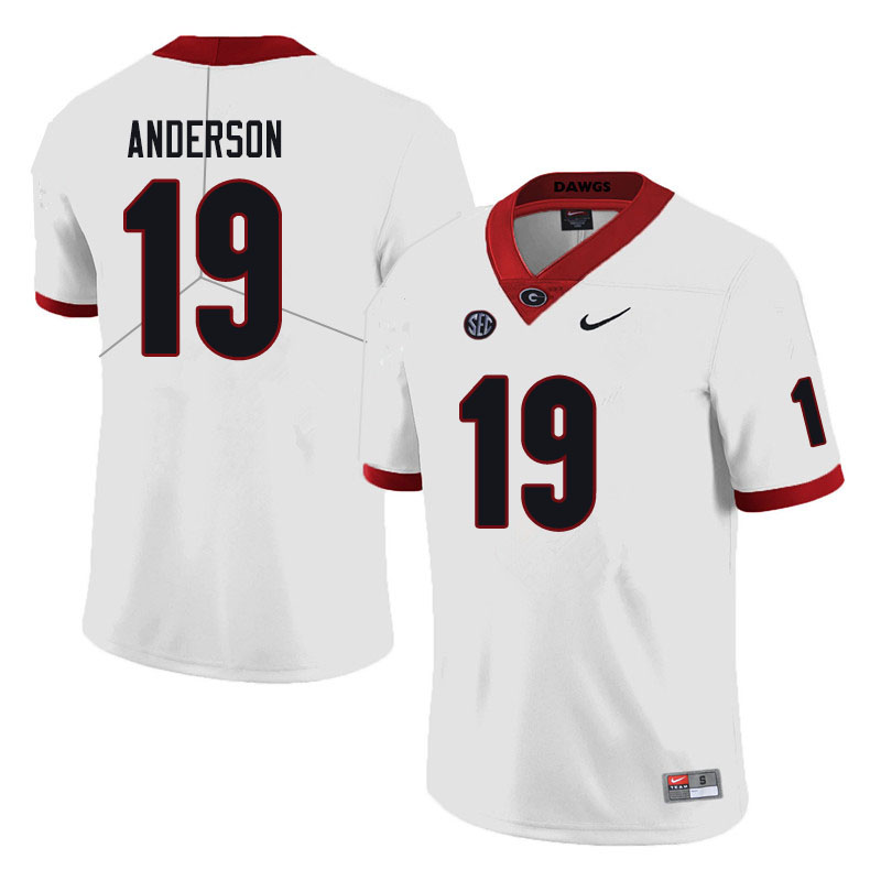 Mens #19 Adam Anderson Georgia Bulldogs Stitched Nike White College Football Game Jersey S-3XL