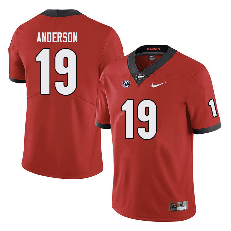 Mens #19 Adam Anderson Georgia Bulldogs Stitched Nike Team Color Red College Football Game Jersey S-3XL