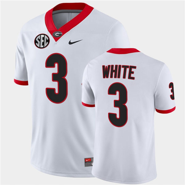Mens #3 Zamir White Georgia Bulldogs Stitched Nike White College Football Game Jersey S-3XL