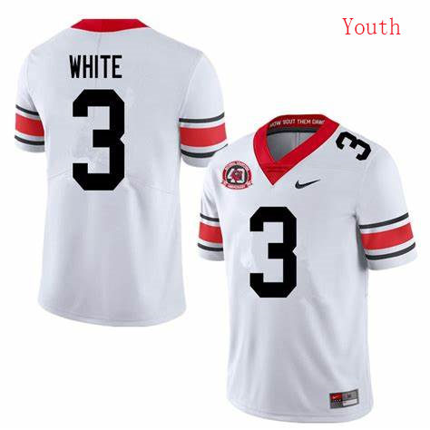 Youth #3 Zamir White Georgia Bulldogs Nike White Alternate 40th anniversary College Football Jersey S-XXL