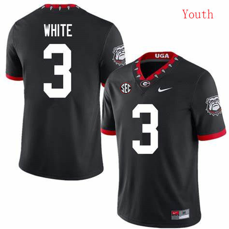 Youth  #3 Zamir White Georgia Bulldogs Nike Black Alternate Mascot 100th Anniversary College Football Jersey S-XXL