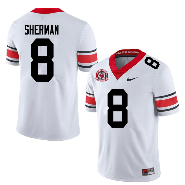 Mens #8 MJ Sherman Georgia Bulldogs Stitched Nike White Alternate 40th anniversary College Football Game Jersey S-3XL
