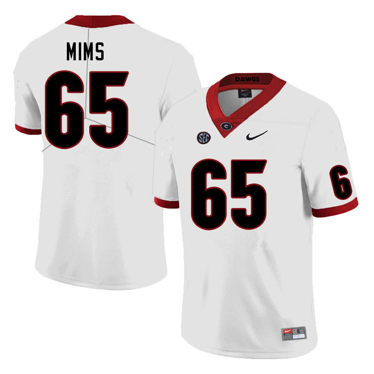 Mens #65 Amarius Mims Georgia Bulldogs Stitched Nike White College Football Game Jersey S-3XL