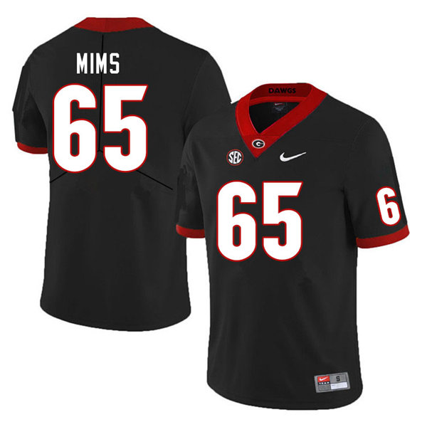 Mens #65 Amarius Mims Georgia Bulldogs Stitched Nike Black College Football Game Jersey S-3XL
