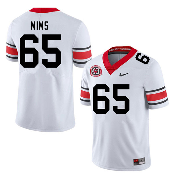 Mens #65 Amarius Mims Georgia Bulldogs Stitched Nike White Alternate 40th anniversary College Football Game Jersey S-3XL
