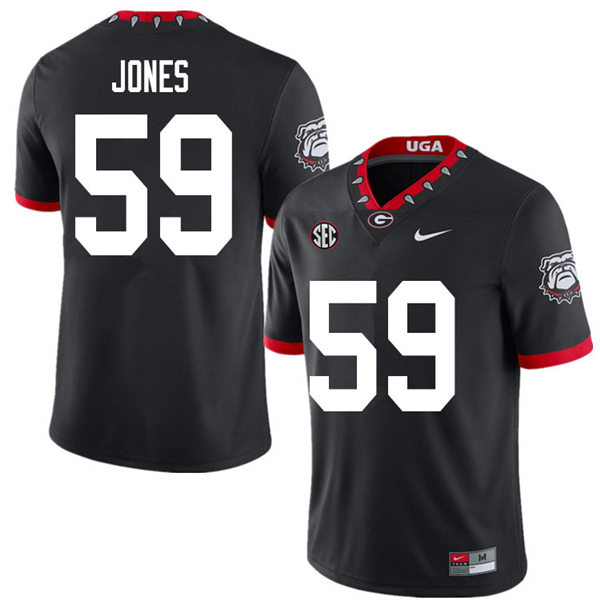 Mens #59 Broderick Jones Georgia Bulldogs Stitched Nike Black Alternate Mascot 100th Anniversary College Football Game Jersey S-3XL