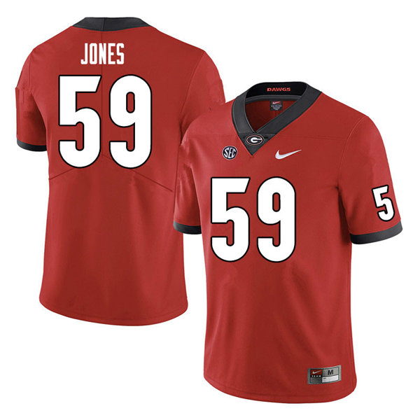 Mens #59 Broderick Jones Georgia Bulldogs Stitched Nike Team Color Red College Football Game Jersey S-3XL