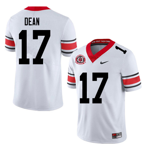 Mens #17 Nakobe Dean Georgia Bulldogs Stitched Nike White Alternate 40th anniversary College Football Game Jersey S-3XL