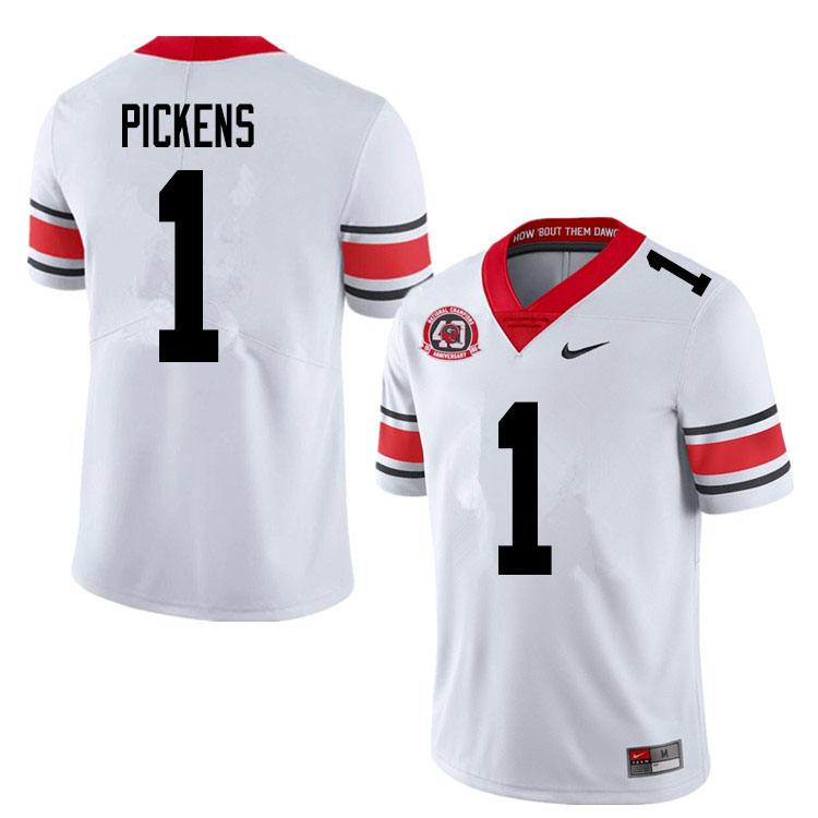Mens #1 George Pickens Georgia Bulldogs Stitched Nike White Alternate 40th anniversary College Football Game Jersey S-3XL