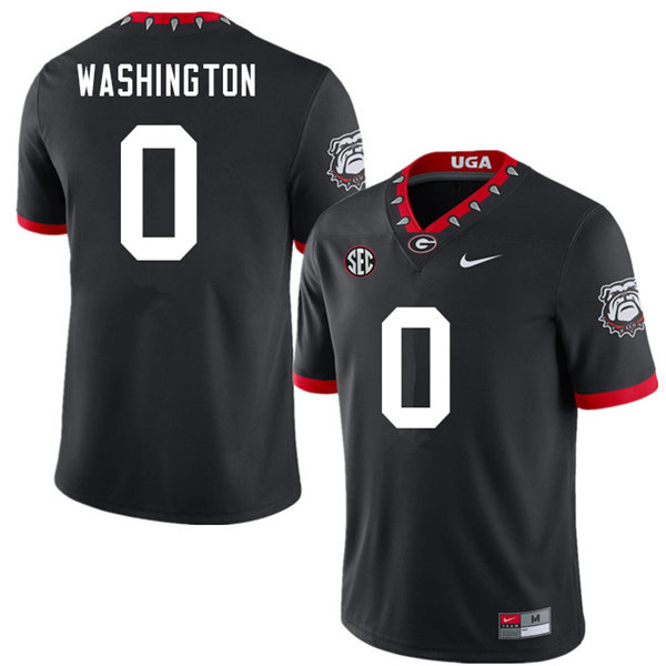 Mens #0 Darnell Washington Georgia Bulldogs Stitched Nike Black Alternate Mascot 100th Anniversary College Football Game Jersey S-3XL