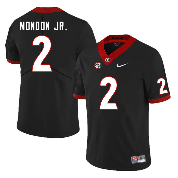 Mens #2 Smael Mondon Jr.  Georgia Bulldogs Stitched Nike Black College Football Game Jersey S-3XL 
