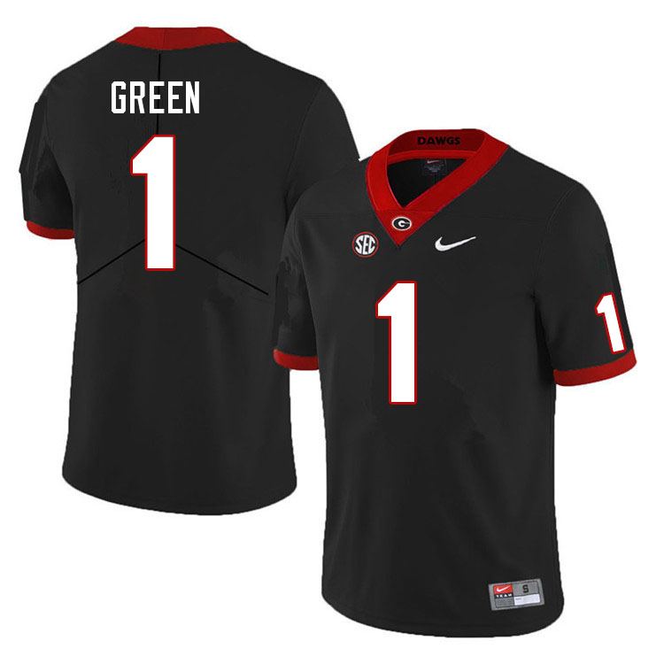 Mens #1 Nyland Green Georgia Bulldogs Stitched Nike Black College Football Game Jersey S-3XL 