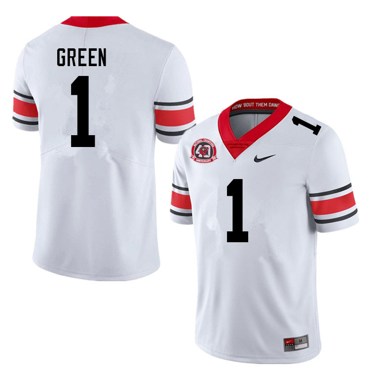 Mens #1 Nyland Green Georgia Bulldogs Stitched Nike White Alternate 40th anniversary College Football Game Jersey S-3XL