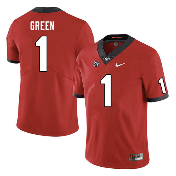Mens #1 Nyland Green Georgia Bulldogs Stitched Nike Team Color Red College Football Game Jersey S-3XL