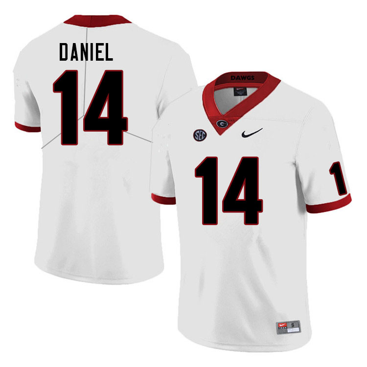 Mens #14 David Daniel  Georgia Bulldogs Stitched Nike White College Football Game Jersey S-3XL