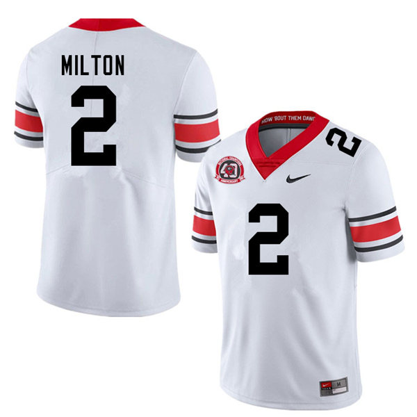 Mens #2 Kendall Milton Georgia Bulldogs Stitched Nike White Alternate 40th anniversary College Football Game Jersey S-3XL