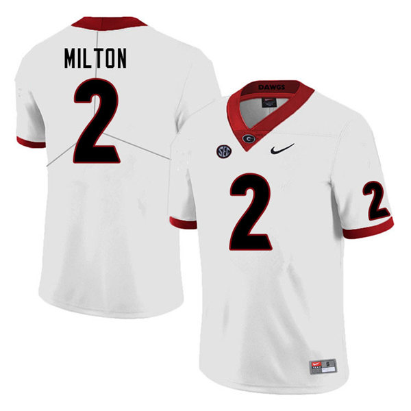 Mens #2 Kendall Milton Georgia Bulldogs Stitched Nike White College Football Game Jersey S-3XL