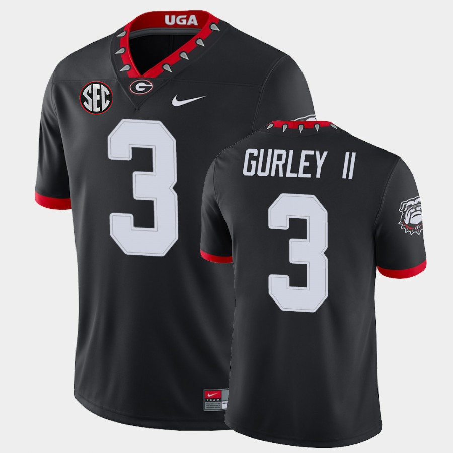Mens #3 Todd Gurley II Georgia Bulldogs Stitched Nike Black Alternate Mascot 100th Anniversary College Football Game Jersey S-3XL