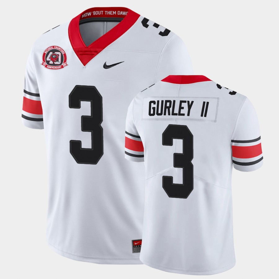 Mens #3 Todd Gurley II Georgia Bulldogs Stitched Nike White Alternate 40th anniversary College Football Game Jersey S-3XL