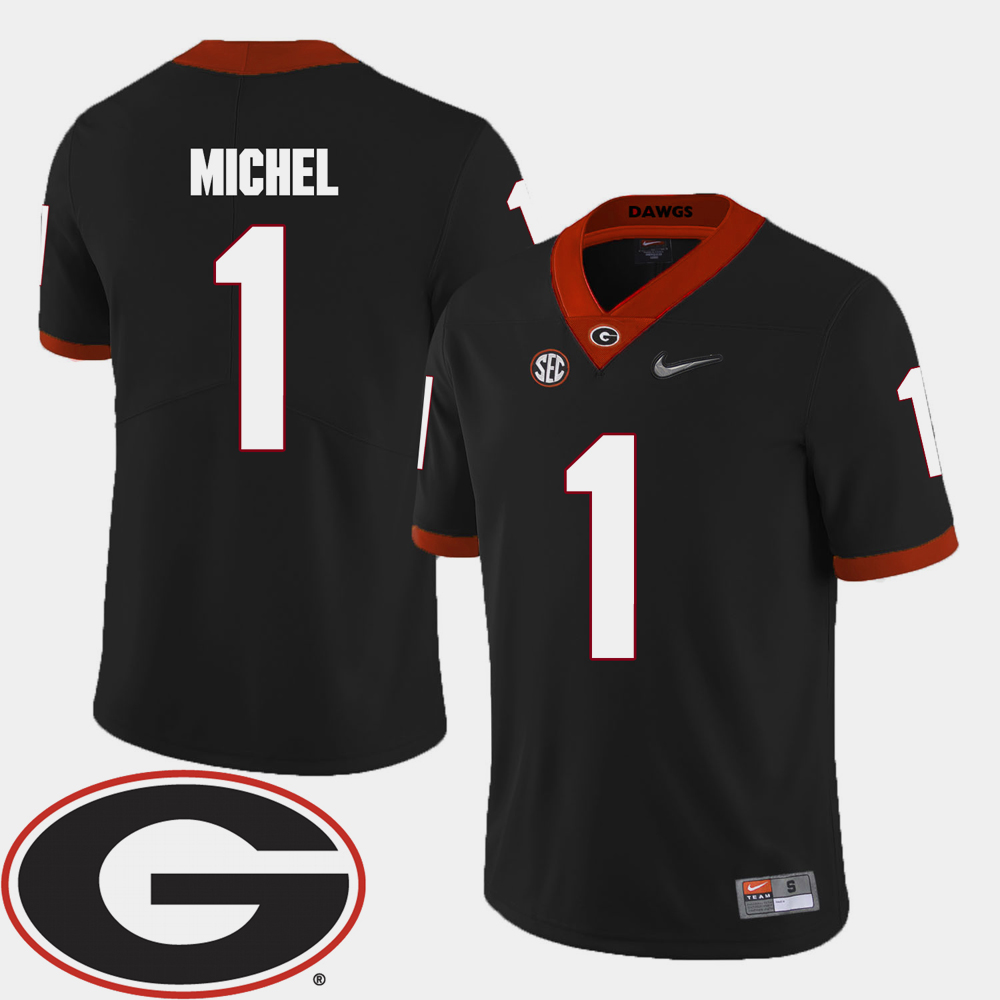 Mens #1 Sony Michel Georgia Bulldogs Stitched Nike Black College Football Game Jersey S-3XL