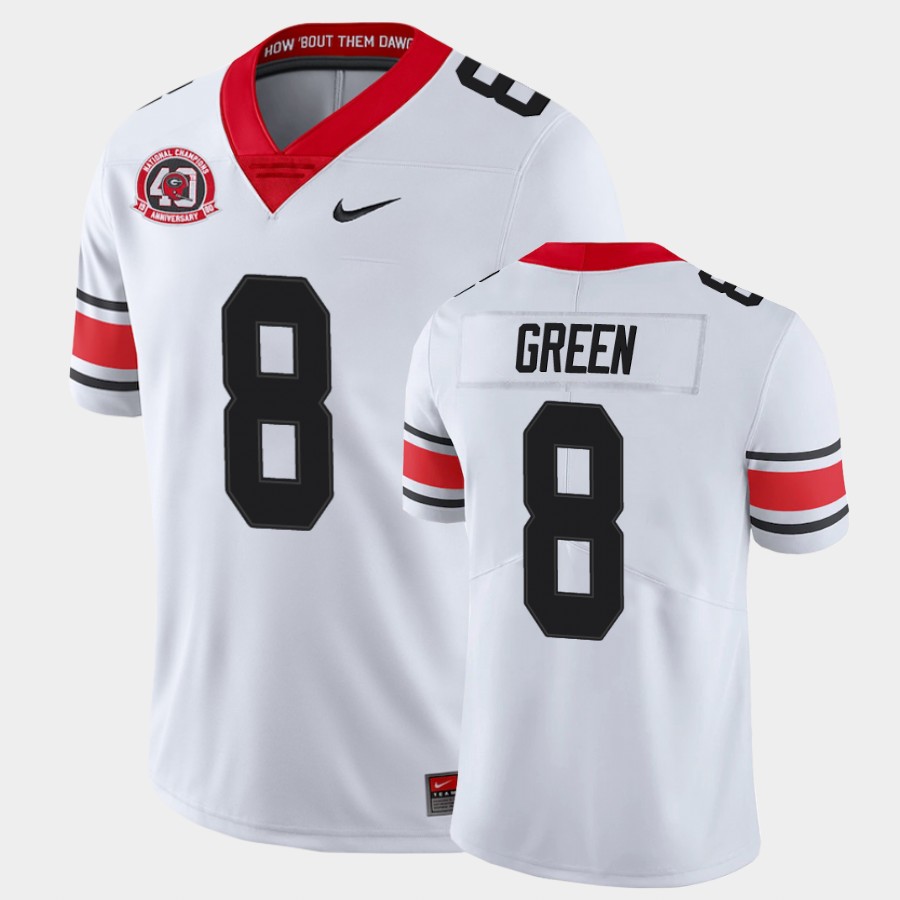 Mens #8 A.J. Green Georgia Bulldogs Stitched Nike White Alternate 40th anniversary College Football Game Jersey S-3XL