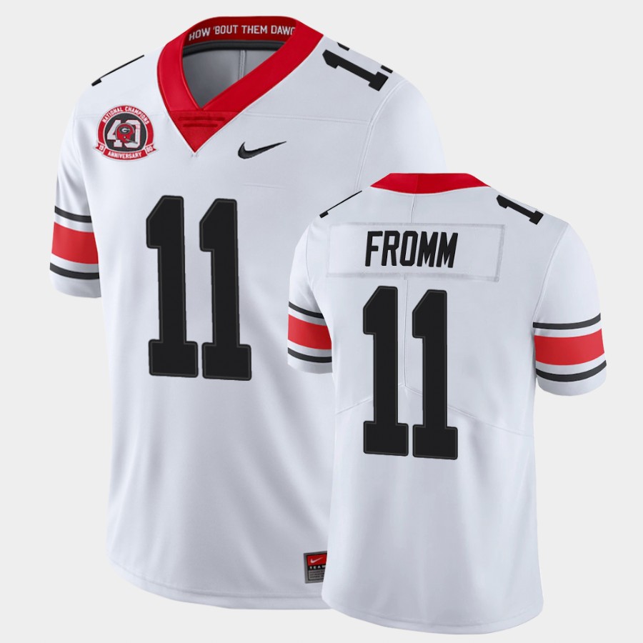 Mens #11 Jake Fromm Georgia Bulldogs Stitched Nike White Alternate 40th anniversary College Football Game Jersey S-3XL