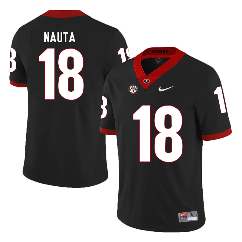 Mens #18 Isaac Nauta Georgia Bulldogs Stitched Nike Black College Football Game Jersey S-3XL 
