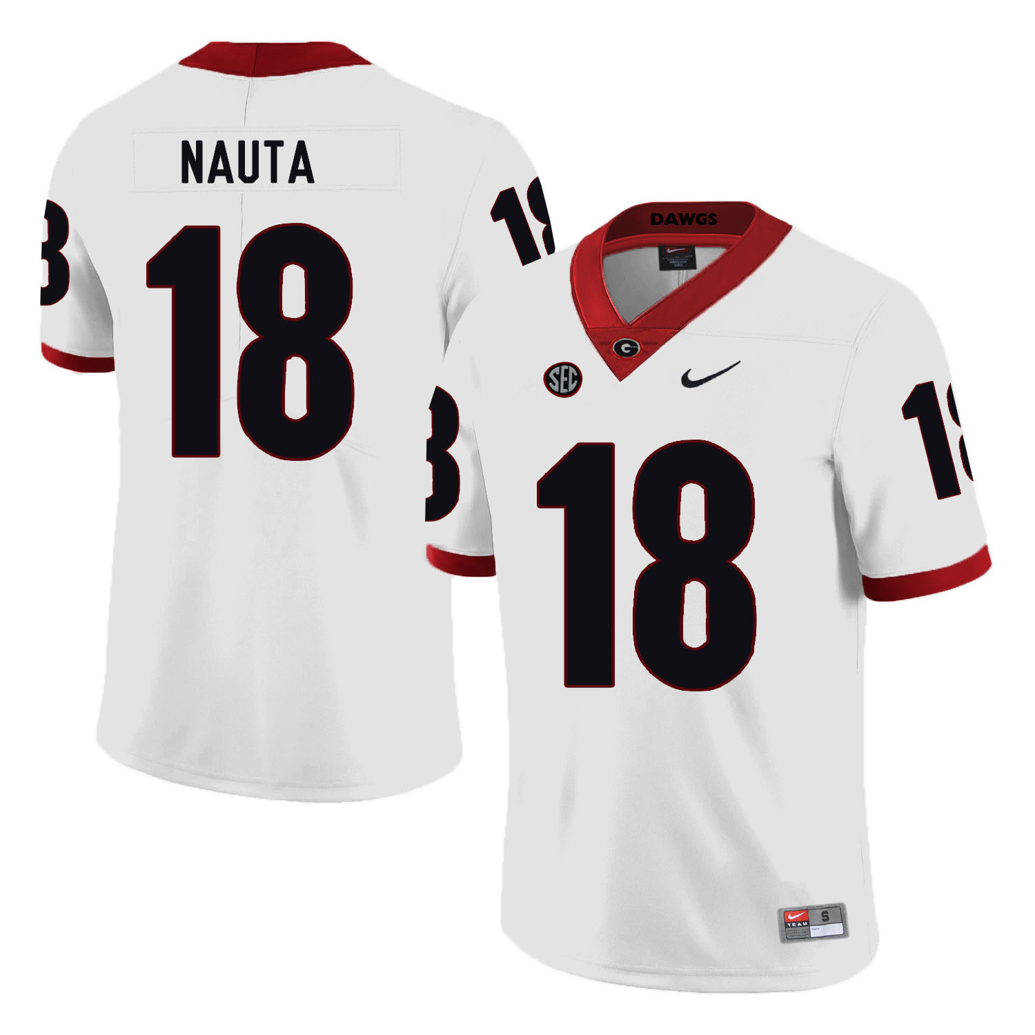 Mens #18 Isaac Nauta Georgia Bulldogs Stitched Nike White College Football Game Jersey S-3XL