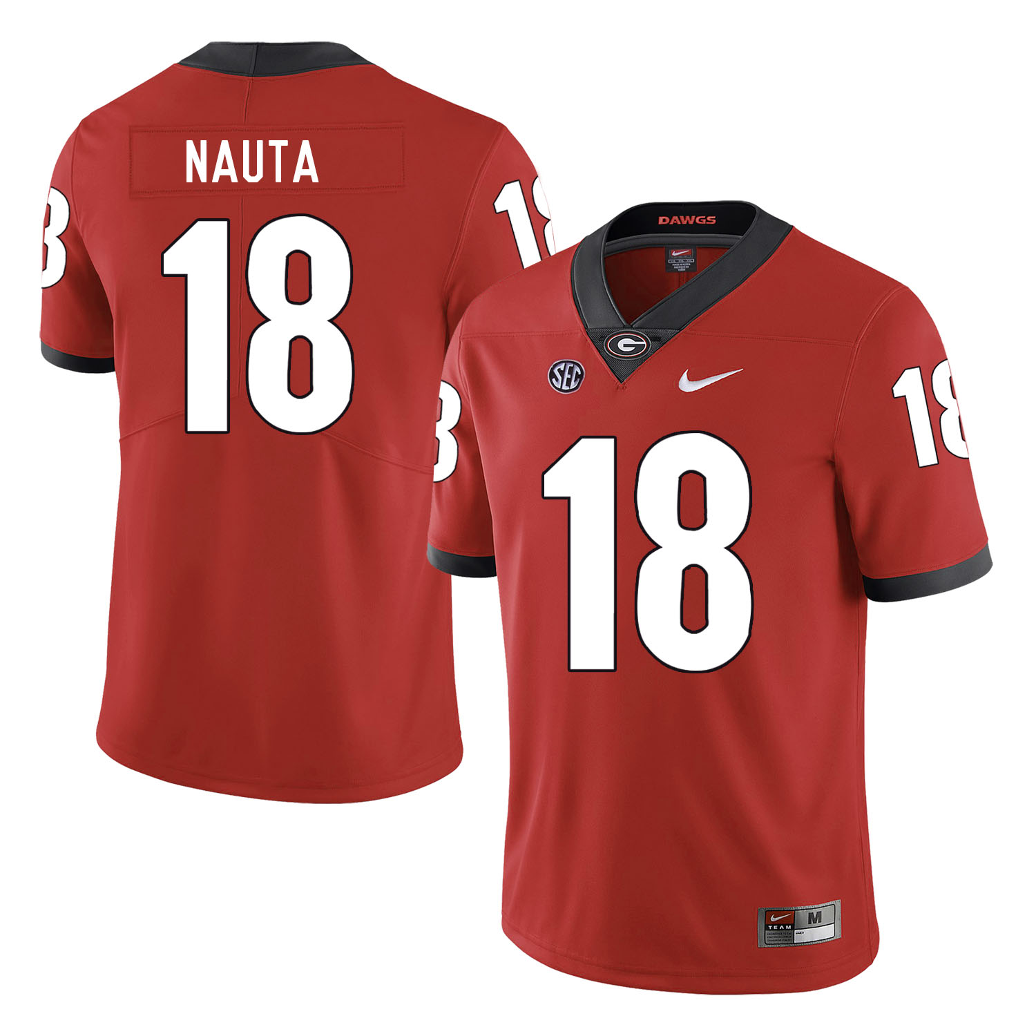 Mens #18 Isaac Nauta Georgia Bulldogs Stitched Nike Team Color Red College Football Game Jersey S-3XL