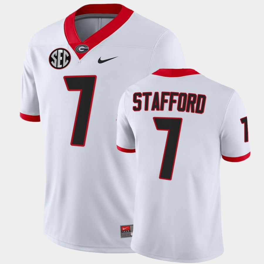 Mens #7 Matthew Stafford Georgia Bulldogs Stitched Nike White College Football Game Jersey S-3XL