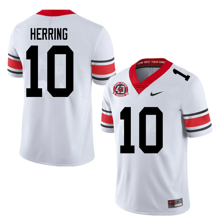 Mens #10 Malik Herring Georgia Bulldogs Stitched Nike White Alternate 40th anniversary College Football Game Jersey S-3XL