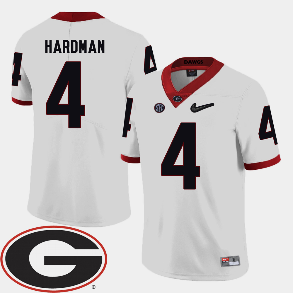 Mens #4 mecole hardman Georgia Bulldogs Stitched Nike White College Football Game Jersey S-3XL
