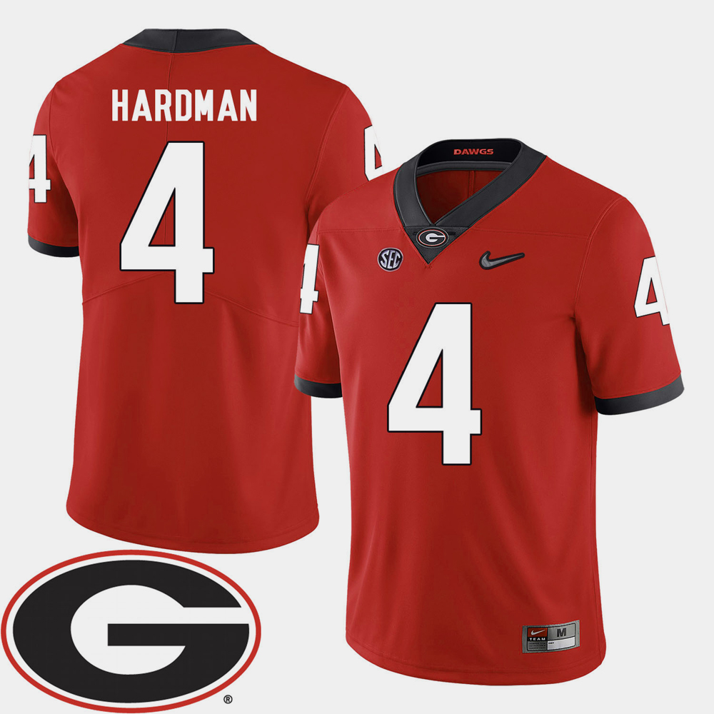 Mens #4 mecole hardman Georgia Bulldogs Stitched Nike Team Color Red College Football Game Jersey S-3XL